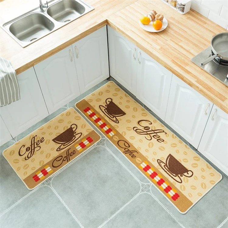 2pcs Cuisine Plancher Tapis De Plancher Tapis De Porte Tapis De Pavillon - Tasse À Café