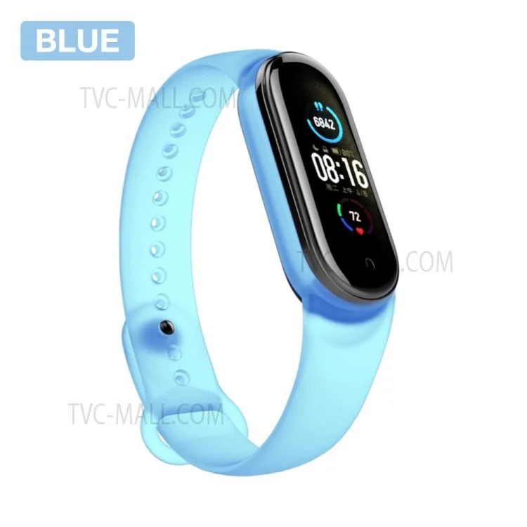 Pour Xiaomi Mi Band 5/6/7 Silicone Smart Watch Band Solid Color Remplacement Sobrure de Poignet - Bleu