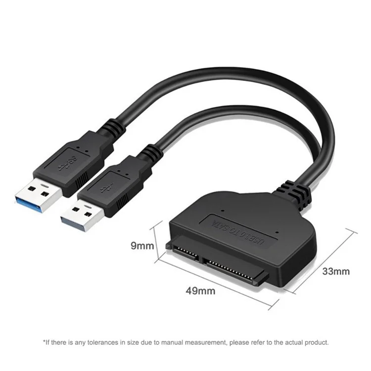 Cable USB 3.0 de alta velocidad SATA a adaptador USB para unidades de disco duro (HDD) y unidades de estado sólido (SSD) de 2,5 pulgadas.