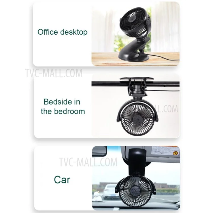 USB Car Cooling Fan Auto Vehicle Clip Fan Powerful Quiet Cooler