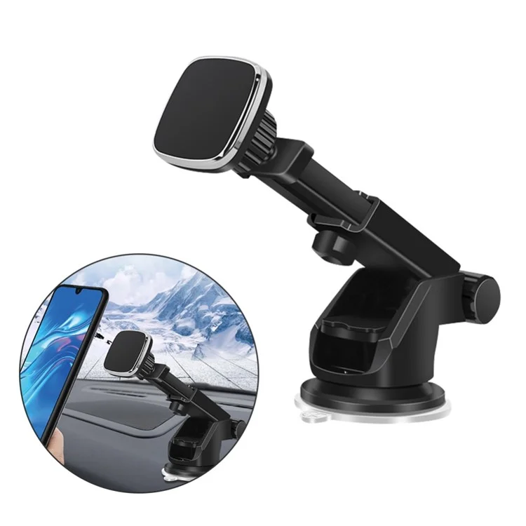 360° Rotatable Retractable Magnetic Suction Cup Universal Car Desktop Mobile Phone Holder Stand