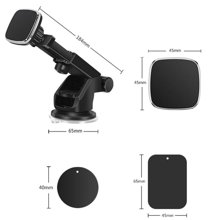 360° Rotatable Retractable Magnetic Suction Cup Universal Car Desktop Mobile Phone Holder Stand