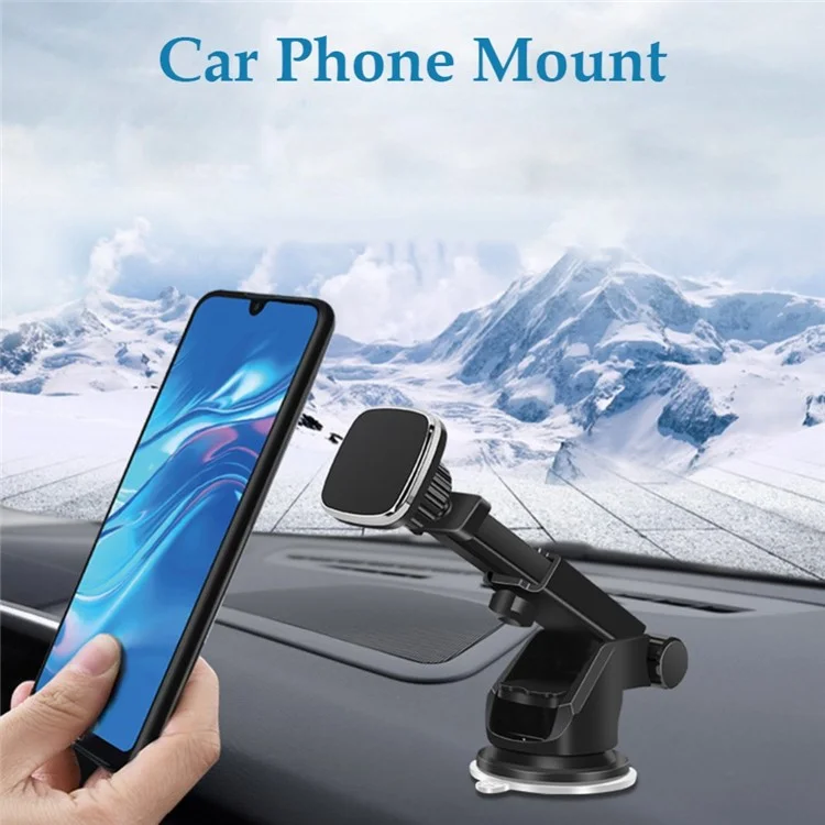 360° Rotatable Retractable Magnetic Suction Cup Universal Car Desktop Mobile Phone Holder Stand