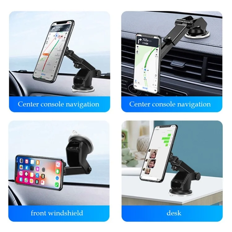 360° Rotatable Retractable Magnetic Suction Cup Universal Car Desktop Mobile Phone Holder Stand