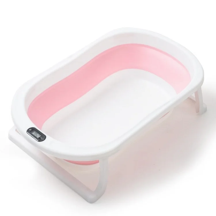 Water Temperature Display Baby Shower Foldable Newborn Baby Bath Tub - Pink