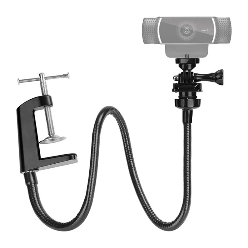 Adjustable Camera Stand Desk Jaw Clamp with Flexible Gooseneck Bracket