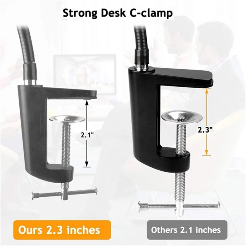 Adjustable Camera Stand Desk Jaw Clamp with Flexible Gooseneck Bracket