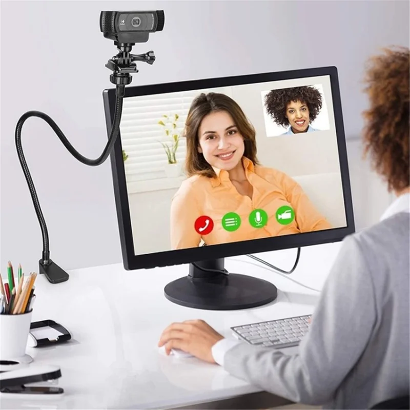 Adjustable Camera Stand Desk Jaw Clamp with Flexible Gooseneck Bracket