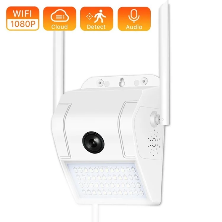 Lampe Murale 1080p Appareil Photo Home Surveillance Courtyard Caméra Téléphone Mobile Télécommande WIIF Monitor - Blanc // Fiche Américaine