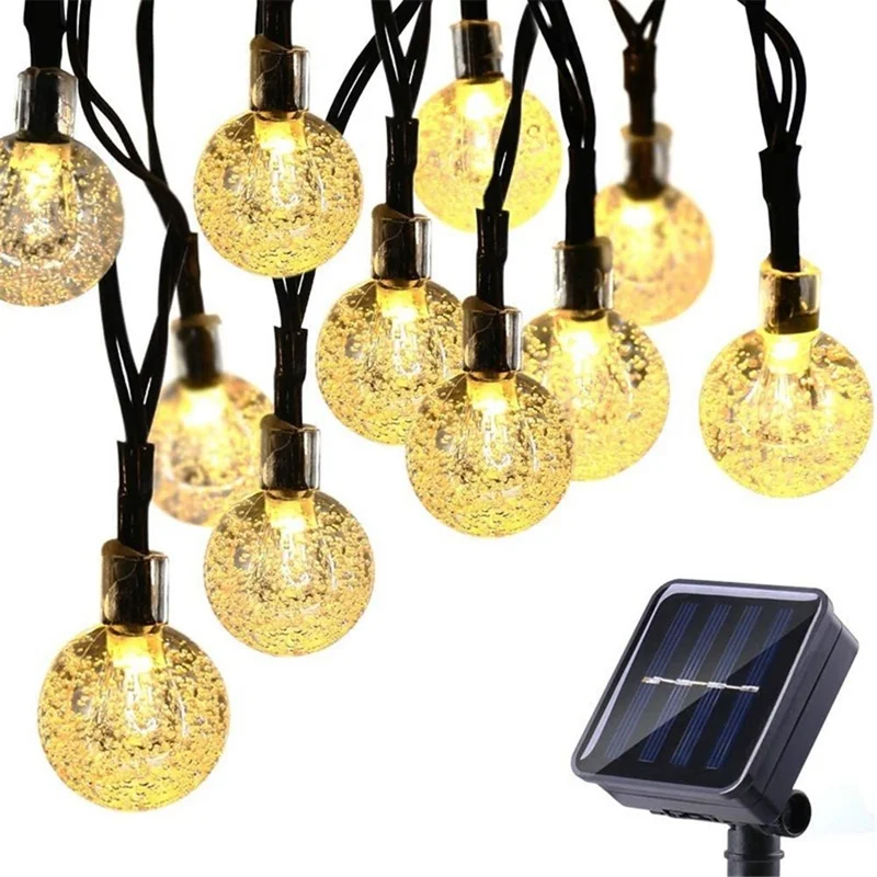 6.5m Solar Powered 30-LED String Light 8-Modes Garden Path Yard Decor Lamp - Warm White