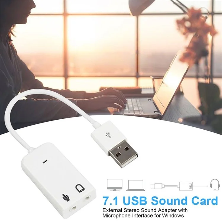 7.1 Adaptador de Som Estéreo Externo da Placa de Som USB Com Microfone