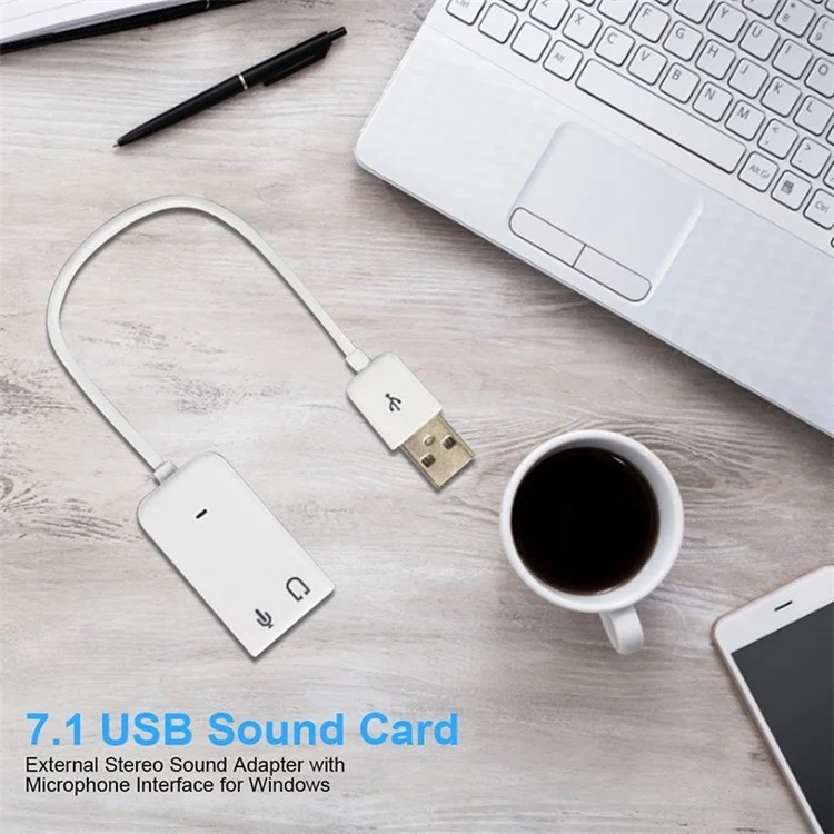 7.1 USB Sound Card External Stereo Sound -adapter Mit Mikrofon