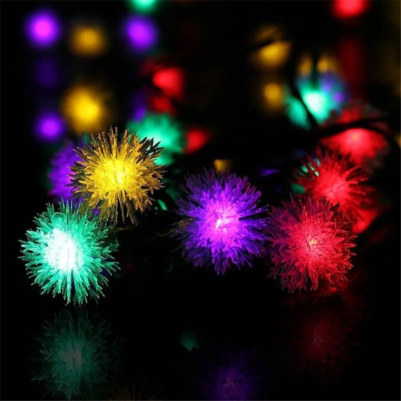 20-LED Solar Bulb String Lights 2 Modes Outdoor Garden Fairy Lamp Decor - Colorful