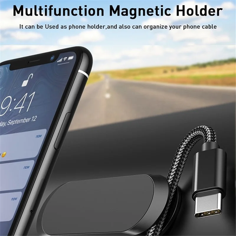 Multiétique Magnetic Car Phone Holder Charger Cable Organizer for iPhone Samsung Huawei