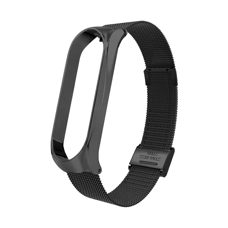 Pulseira de Aço Inoxidável Para Xiaomi Mi Banda 5/5 Nfc, Banda de Relógio de Fecho de Substituição - Preto