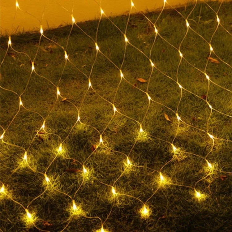 [1,5m x 1,5m] 96 Lâmpada de Malha de Malha de 96 Lâmpada de Guirlanda Líquida RGB Para Decoração de Festa de Férias de Casamento de Ano Novo no Natal - Plugue Amarelo/eua