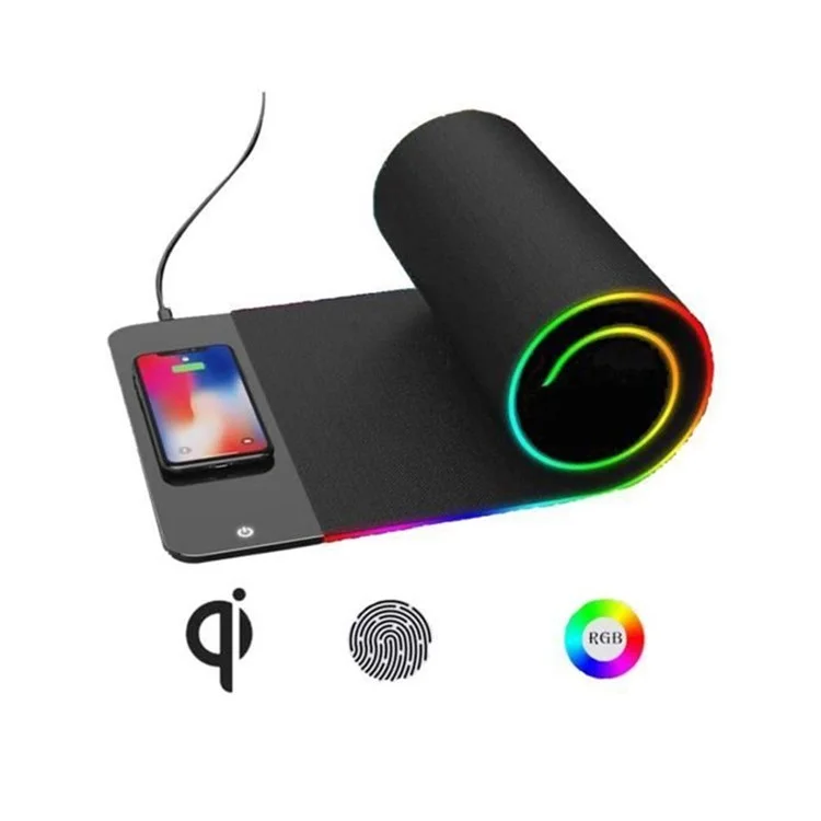 Tappetino per mouse con ricarica wireless Qi 3 in 1 da 10W, caricatore universale veloce multifunzionale per gaming e scrivania ufficio