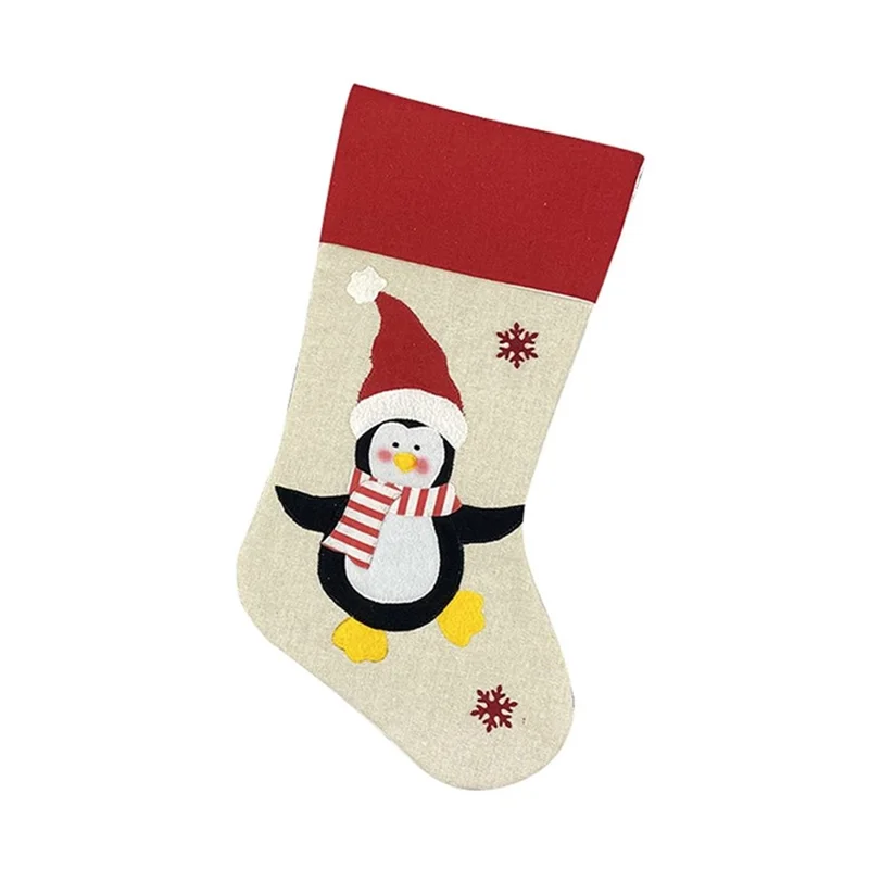 Calcetines Navideños Socking Xmas Bag Santa Claus/Snowman/Elk Christmas Tree Decor - Pingüino