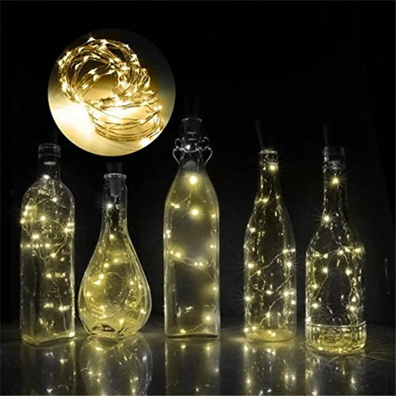 10pcs / Set LED Light Light Light Bottle Bouteille de Bouteille - Jaune / 1 Mètre 10 Lumières