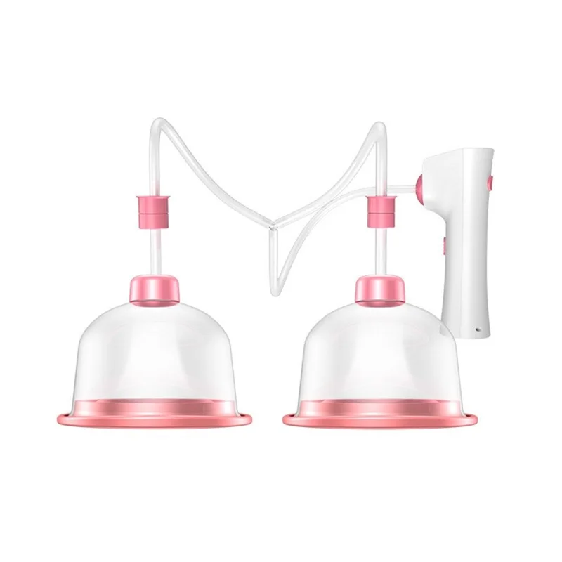 Breast Enhancement Massager Silicone Cup Electric Vibrating Device for Blood Circulation Firmness Health - Double Cup / Large