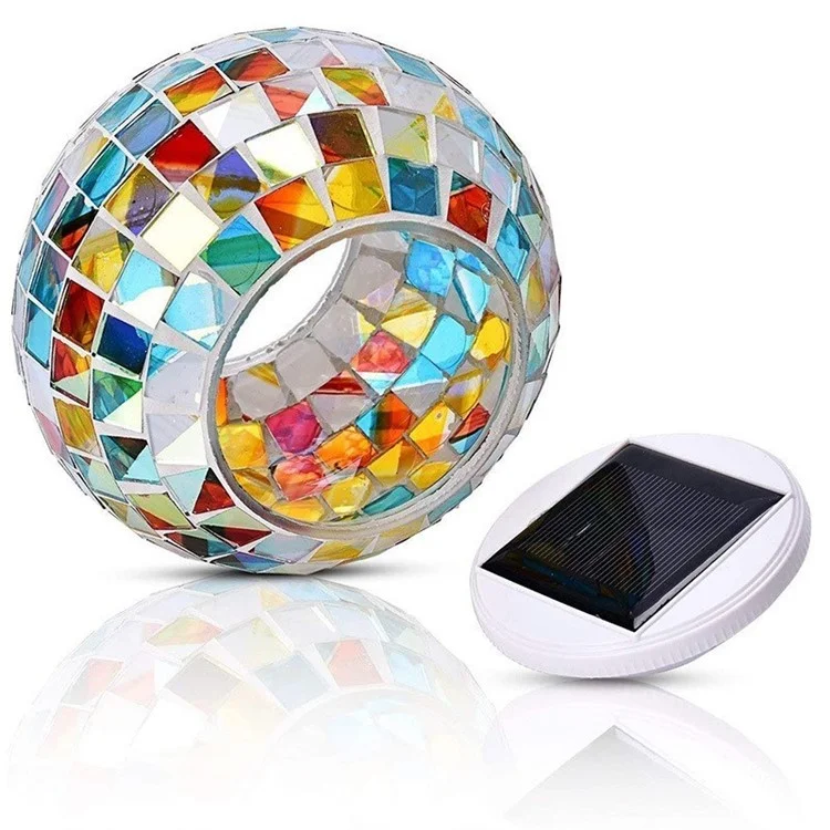 Solar Power LED Mosaic Glass Ball Farbe Wechseln Leichter Garten Rasen Dekor Lampe