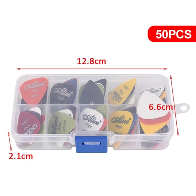 24Pcs/50Pcs Electric Acoustic Guitar Picks 6 Mixed Size with Pick Box - 50PCS/Pack//Glossy