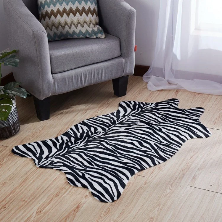 Fußbodenmatte Schlafzimmer-Teppich-Faux-Fell-Kuh / Leopard / Zebra-Teppich - Zebra-Muster