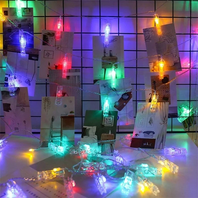 LED Photo Clip String Light Battery Powered Fairy Lights with Clips - Colorful/3 meters 20 lights