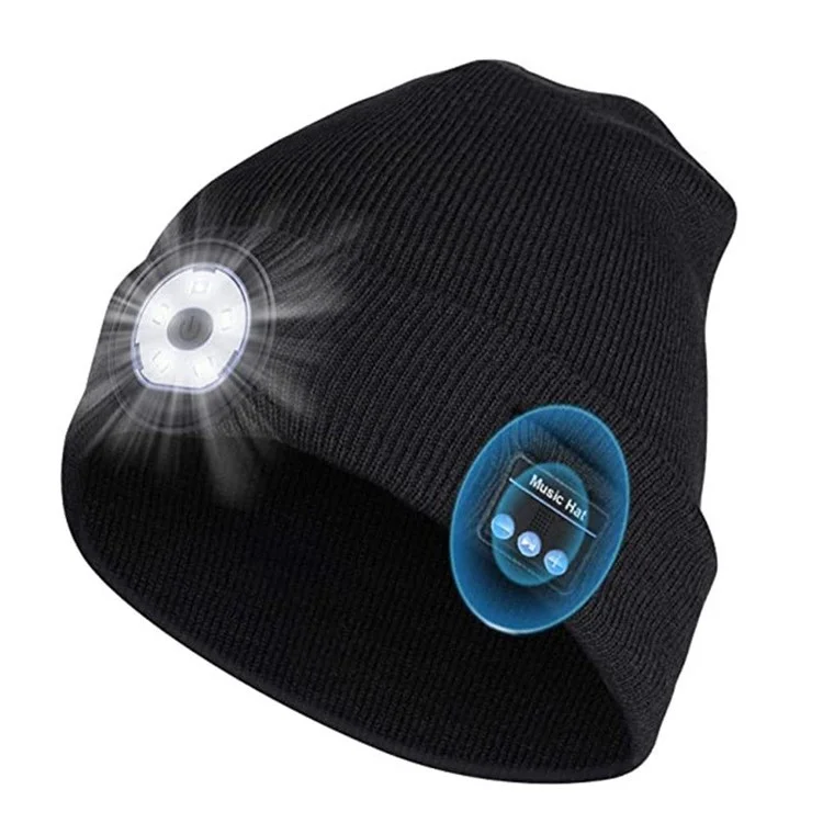 Bluetooth 5.0 Beanie Hat Музыка Музыка Беспроводные Наушники Светодиодные Ночные Трикотажные Колпачки Для На Открытом Воздухе Лыжа На Лыжах