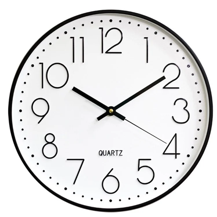 12-inch Wall Clock Battery Operated  Non-Ticking Silent Quartz Quiet Movement - Black/White