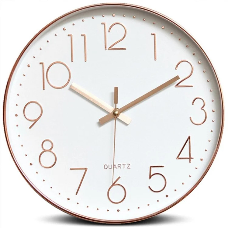 Reloj Pared de 12 Pulgadas Batería Que Funcionan Con un Movimiento Silencioso de Cuarzo Silencioso - Oro Rosa