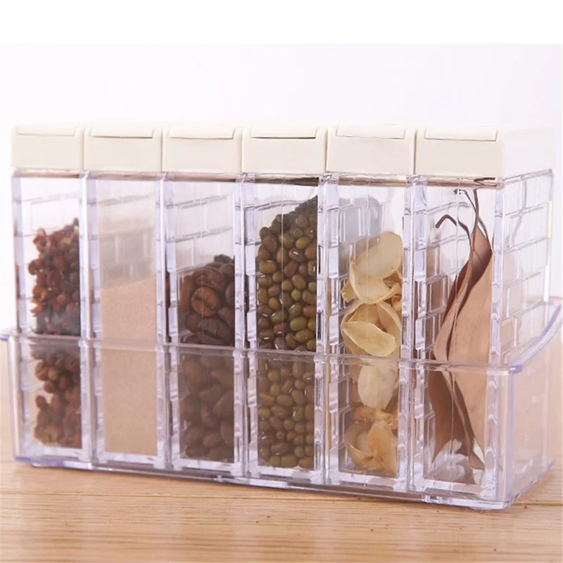 6Pcs/Set Seasoning Box Jar Condiment Storage Container - White