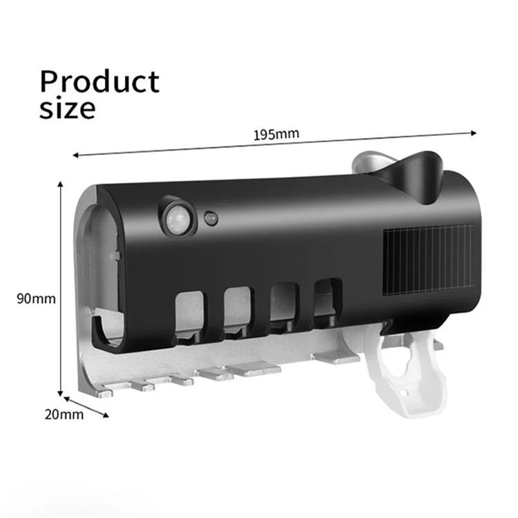 Inteligente De Dentes De Dentes Intelligent Sanitizer Banheiro Toothbrush Holder Dentypaster Dispenser - Preto