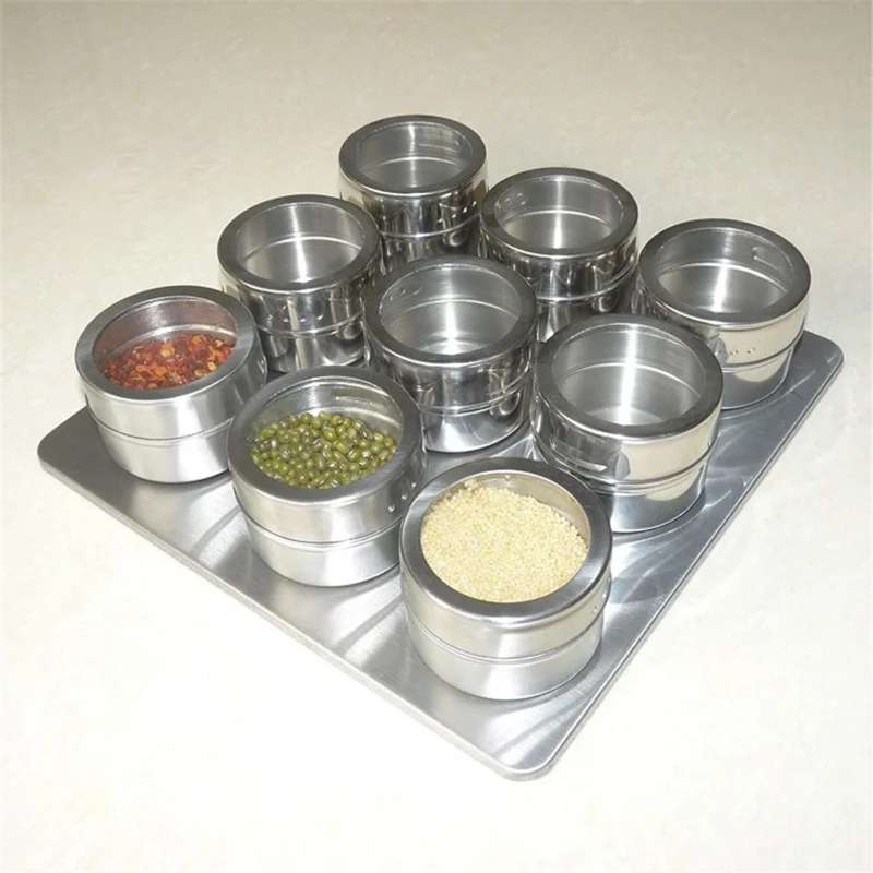 Edelstahl Spice Jar Shaker Würzen Dispenser Set - 9pcs / Set.