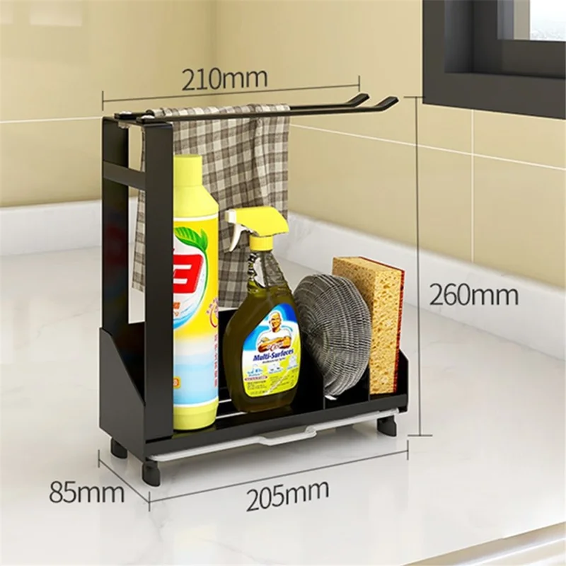 Kitchen Sink Organizer Sponge Soap Scrubbers Holder with Drain Tray Dish Brush Holder - Tray with Rack