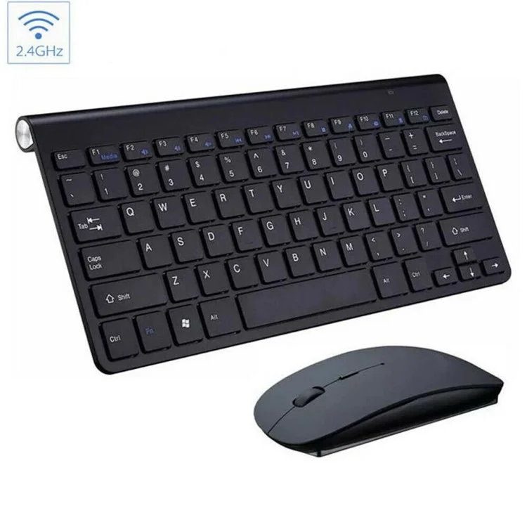 Mini tastiera wireless e set mouse ottico 2.4G 1200DP Tappetino per mouse da gioco - Nero