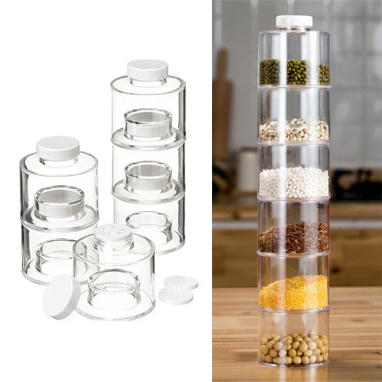 6 Pezzi/set di Spezie Barattolo Pepe Shaker Scatola Spezia Torre Trasparente Lattine di Lattine Cucina Bottiglie