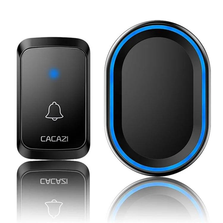 Cacazi 300m Gamma Campanello Remoto Wireless 58 Tune Songs Chime Impermeabile Smart Door Bell - Spina Nera / Americana