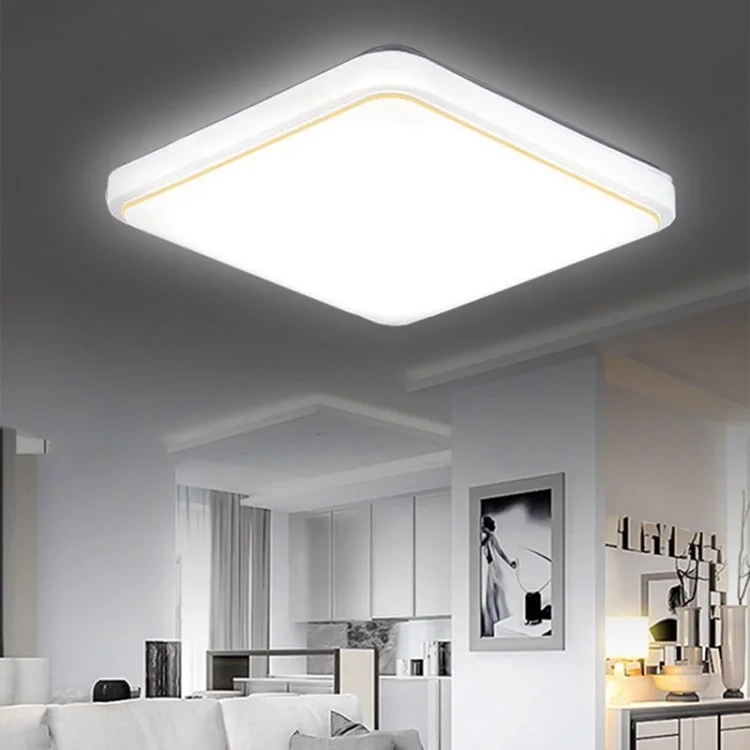 Living Room Lamp 24W Square Mount LED Ceiling Light - Gold Edge
