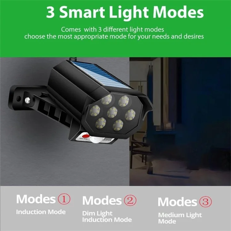 3 Modes Motion Sensor Solar Light 42-LED Dummy Security Camera Remote Lamp - without Remote Control
