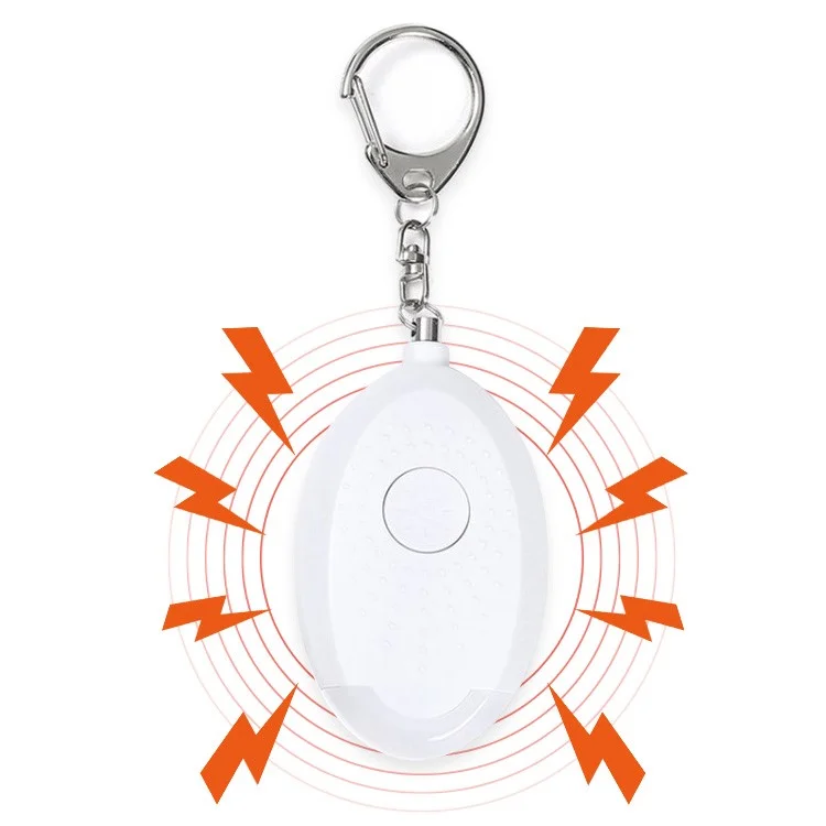 Llavero De Alarma Personal De Sonido Seguro 130dB Alarma De Defensa Automática Linterna De Emergencia - Blanco