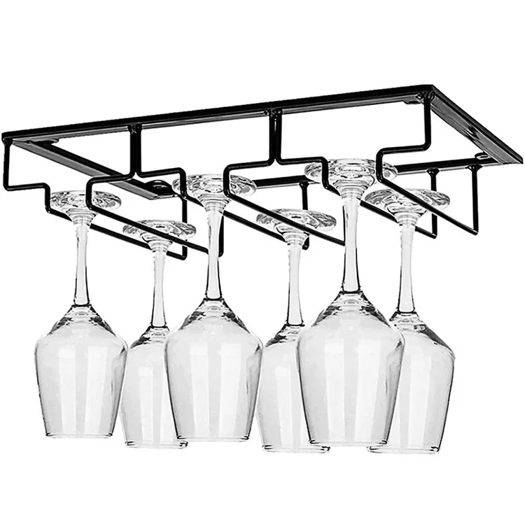 Hanging Wine Glass Tasse Rack Regalhalter Unter Schrank Aufbewahrungsbecher Bügel Organizer - Schwarz/3-tasse