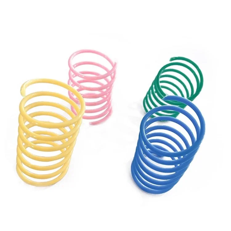 Cat Spring Toy Plastic Colorful Coil Spiral Spring Pet Interactive Toy - Random Color