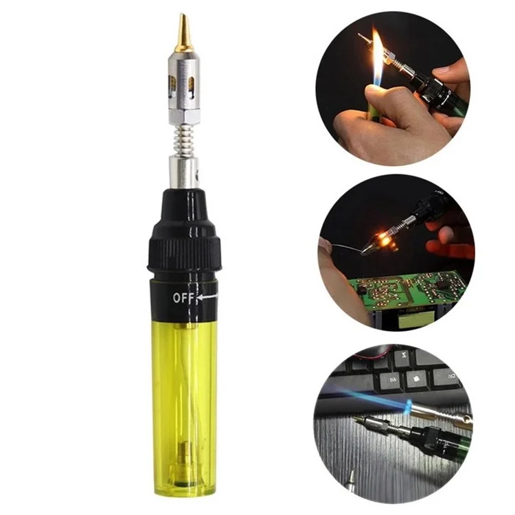 13pcs / Set MT-100 Soudure Burner Torch Torch Butane Gas Torche - Jaune