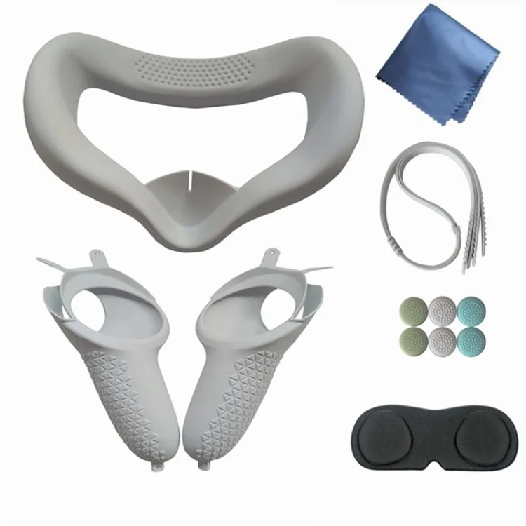 Silicone Cover for Oculus Quest 2 Face Mask Controller Grip Accessories Sweatproof Cushion - White