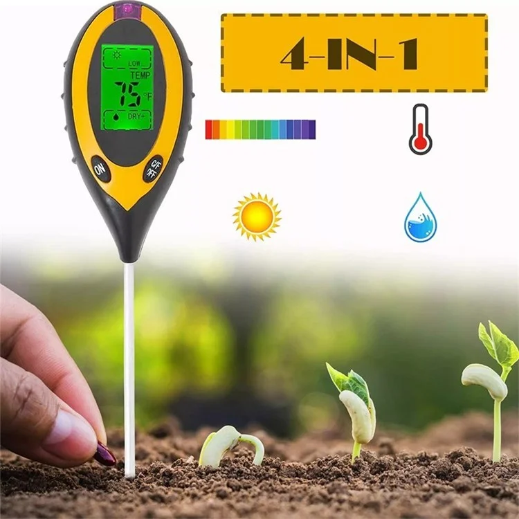 Soil PH Tester 4 in 1 PH Acidity Soil Moisture Tester Moisture Meter Plant Soil Tester Kit for Flowers