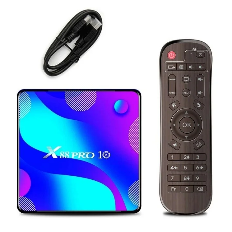 X88 Pro 10 RK3318 Четырехъядерный 5G Dual-band WiFi Bluetooth 4.0 TV Box, Android 11.0 4K TV Box H.265 VP9 Для Neflix Youtube - 2 Гб+16 гб // us Plug