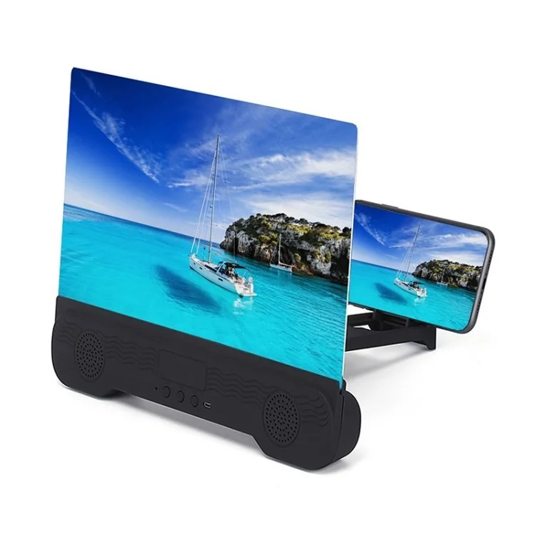 14-Inch Cell Phone Screen Enlarger Magnifier with Bluetooth Speaker 3D HD Movies Amplifier Projector - Black