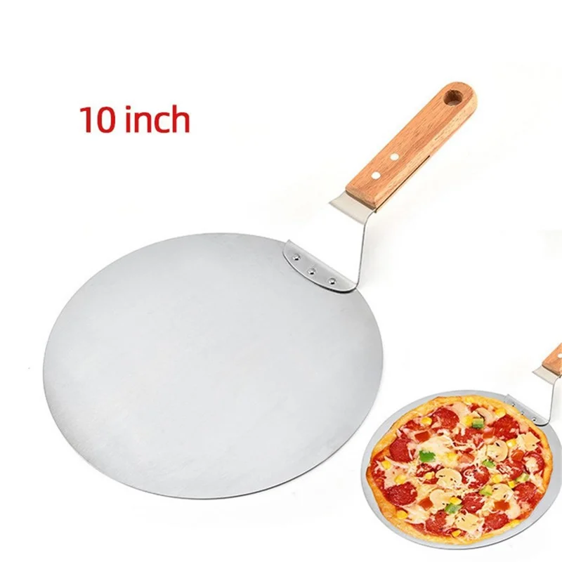 Pizza Peel Shovel with Wooden Handle Cake Cheese Pizza Shovel Baking Tool - 10 inch