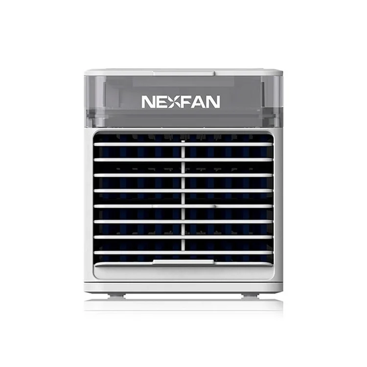 Portable Mini Air Cooler Fan 3-Speed USB Desktop Humidifier with 7-Color LED Light for Home Use - White